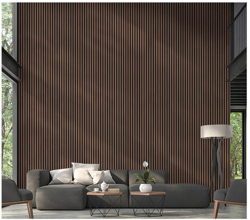 Natural Walnut Acoustic Panel, Varnished Wood - Harmony Series - Sold 2 Panels Per Carton Acoustic Slat Panel White River Hardwoods 1" Wide Slats