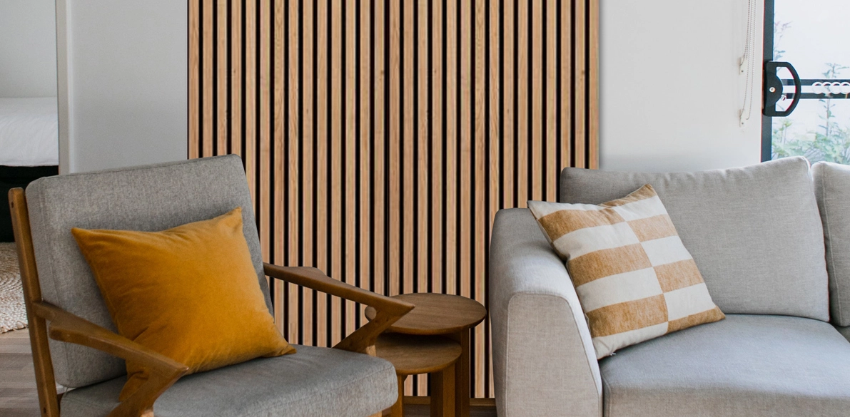 Natural White Oak Acoustic Panel, Varnished Wood - Harmony Series - Sold 2 Panels Per Carton Acoustic Slat Panel White River Hardwoods