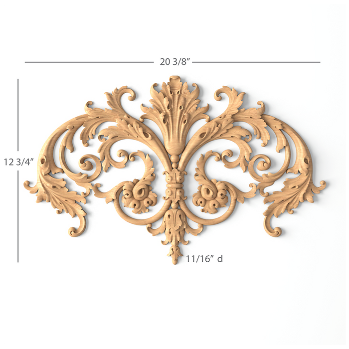 Bundled Acanthus Onlay, 20 3/8"w x 12 3/4"h x 11/16"d Onlays White River Hardwoods