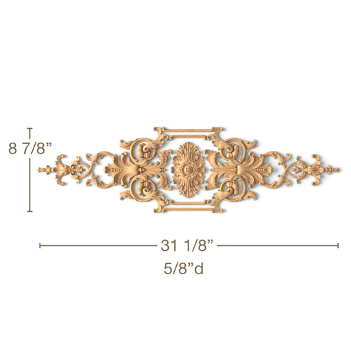 Center with Weaving Bellflowers, 31 1/8"w x 8 7/8"h x 5/8"d Carved Onlays White River Hardwoods   