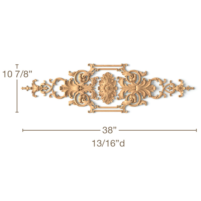 Center with Weaving Bellflowers, 38"w x 10 7/8"h x 13/16"d, SPECIAL ORDER Carved Onlays White River Hardwoods   