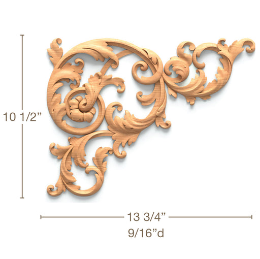 Filigree Acanthus Scrolls Pair, 13 3/4"w x 10 1/2"h x 9/16"d Carved Onlays White River Hardwoods   