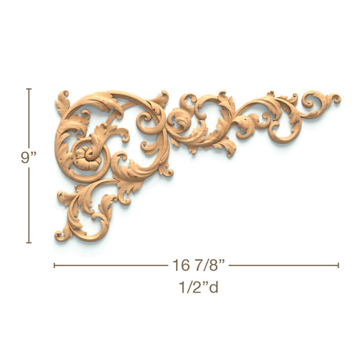 Filigree Acanthus Scrolls Pair, 16 7/8"w x 9"h x 1/2"d Carved Onlays White River Hardwoods   