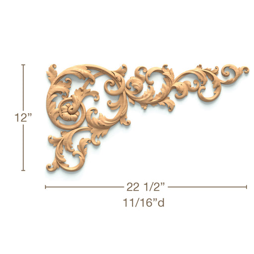 Filigree Acanthus Scrolls Pair, 22 1/2"w x 12"h x 11/16"d Carved Onlays White River Hardwoods   