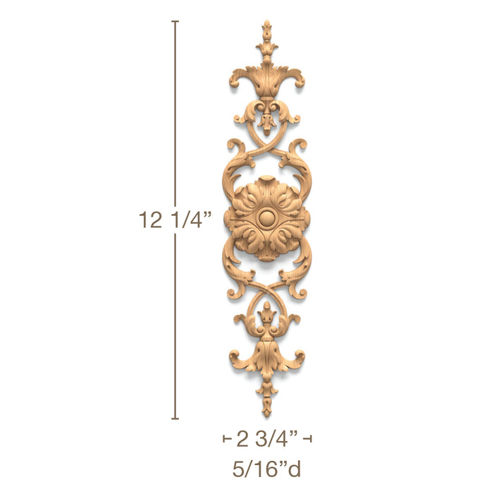 Bellflower & Acanthus, 2 3/4"w x 12 1/4"h x 5/16"d Carved Onlays White River Hardwoods   