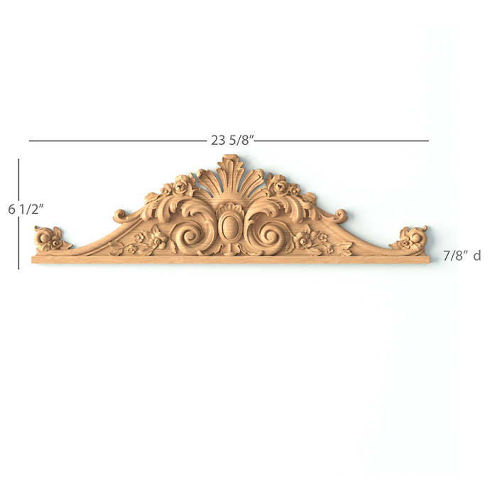 Majestic Pediment, 23 5/8"w x 6 1/2"h x 7/8"d Carved Pediments White River Hardwoods