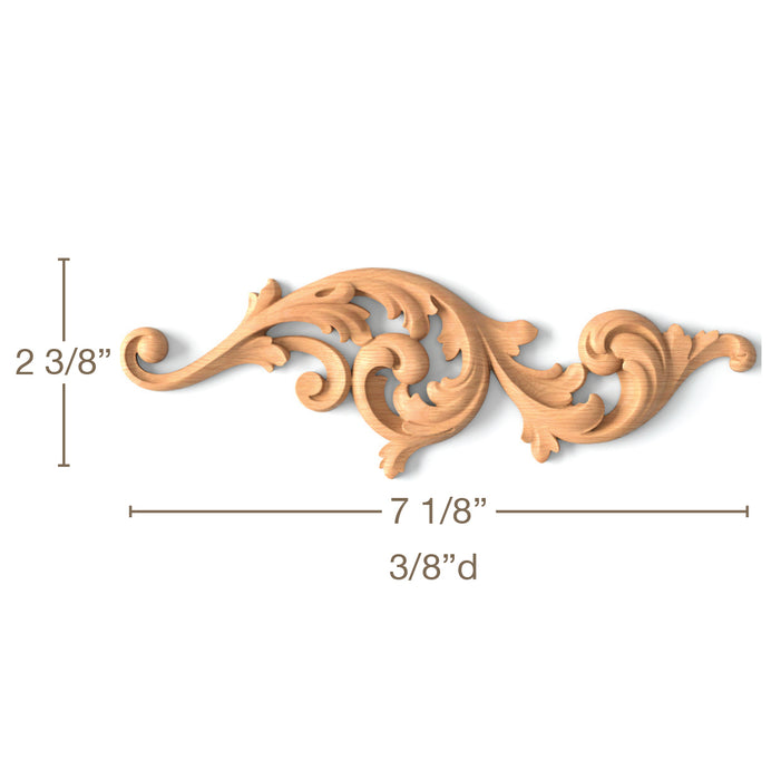 Acanthus Scrolls, Left & Right Pair, 15 3/8"w x 5 1/8"h x 3/4"d, SPECIAL ORDER Carved Onlays White River Hardwoods   