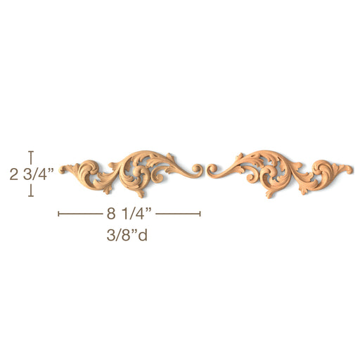 Acanthus Scrolls, Left & Right Pair,8 1/4"w x 2 3/4"h x 3/8"d Carved Onlays White River Hardwoods   