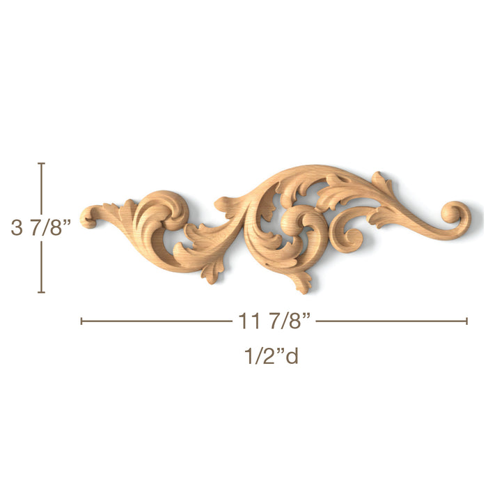 Acanthus Scrolls, Left & Right Pair, 11 7/8"w x 3 7/8"h x 1/2"d Carved Onlays White River Hardwoods   