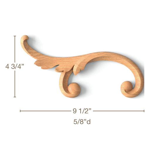 Simple Acanthus ScrollLR Pair, 9 1/2"w x 4 3/4"h x 5/8"d Carved Onlays White River Hardwoods   