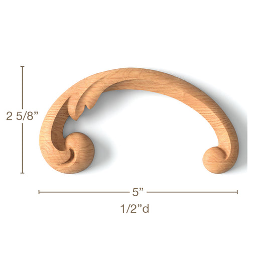 Simple Scrolls, Left & Right Pair, 5"w x 2 5/8"h x 1/2"d Carved Onlays White River Hardwoods   