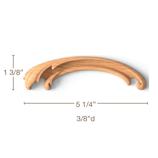 Simple Acanthus Scrolls2 LR Pairs, 1/4"w x 1 3/8"h x 3/8"d Carved Onlays White River Hardwoods   