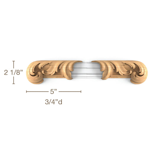 Acanthus Closed Tip, 2 Left-Hand (LH) and 2 Right-Hand (RH) pieces, 5"w x 2 1/8"h x 3/4"d Carved Onlays White River Hardwoods   