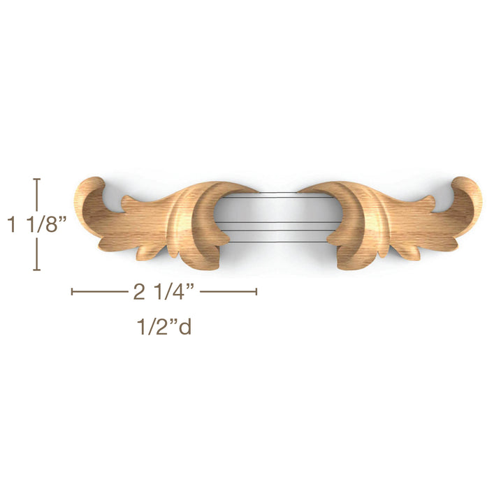 Acanthus Scroll Tip, 2 LH and 2 RH, 2 1/4"w x 1 1/8"h x 1/2"d Carved Onlays White River Hardwoods   