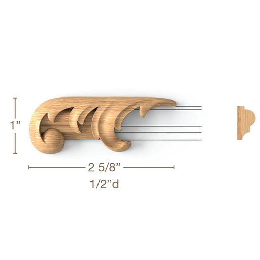 Acanthus Tip Closed, 2 LH and 2 RH, 2 5/8"w x 1"h x 1/2"d Carved Onlays White River Hardwoods   