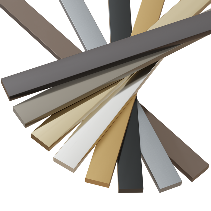 Metallic Trim Aluminum Bar, 72'' L x 3/4" W x 1/4'' T Metal Insert White River Hardwoods