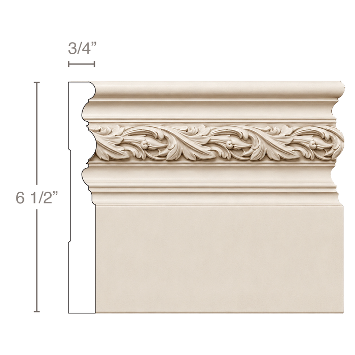 Running Leaf Base (Repeats 2 1/4), 6 1/2''w x 3/4''d Base Mouldings White River Hardwoods Poplar