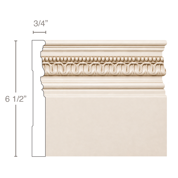 Lamb's Tongue & Bead Base (Repeats 1), 6 1/2''w x 3/4''d Base Mouldings White River Hardwoods Poplar