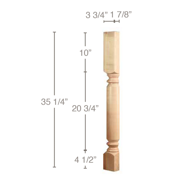 Plain Classic Half Column, 1 Pair, 35 1/4" Carved Columns White River Hardwoods