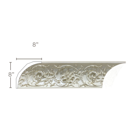 Rinceau Scrolls Cove, 8" x 8", Available in 5' to 13' lengths Resin Panel Mouldings White River Hardwoods   