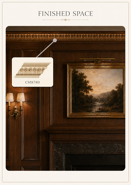 Acanthus Leaf & Coin, 1 1/16"w X 8 1/2"d Cornice Mouldings White River Hardwoods