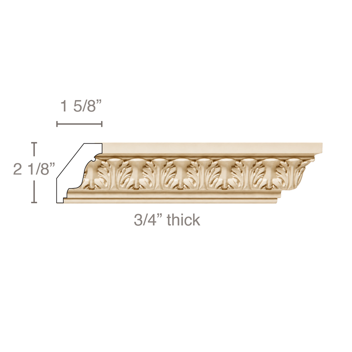 Small Acanthus Leaf, 3/4"w X 2 3/4"d Cornice Mouldings White River Hardwoods Poplar