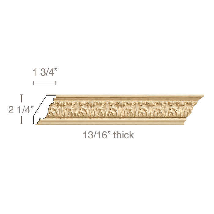 Petite Acanthus Leaf (Repeats 2 7/8), 2 3/4''w x 13/16''d Cornice Mouldings White River Hardwoods Poplar