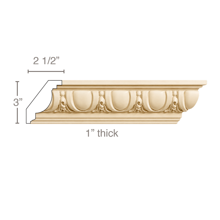 Egg and Dart (Repeats 3), 3 3/4''w x 1''d Cornice Mouldings White River Hardwoods Poplar