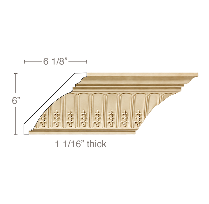 Large Fluting with Bellflowers, 1 1/16"w X 8 1/2"d Cornice Mouldings White River Hardwoods Poplar