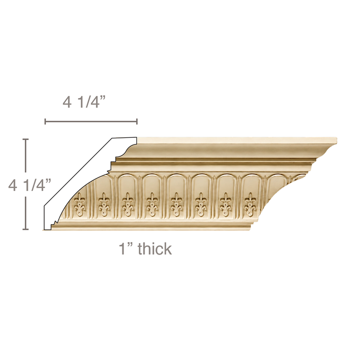 Fluting with Bellflowers, 1"w X 6"d Cornice Mouldings White River Hardwoods Poplar