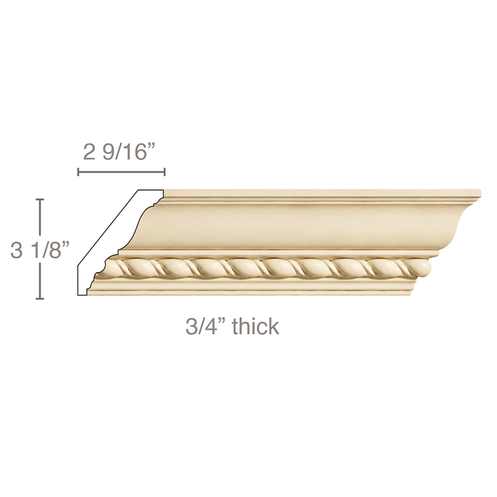 Large Rope, 4''w x 3/4''d Cornice Mouldings White River Hardwoods Poplar