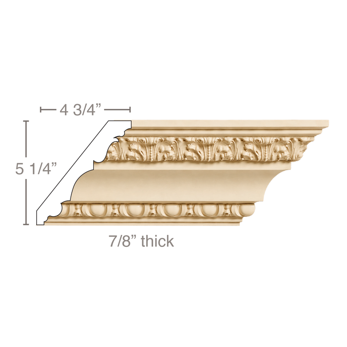 Petite Acanthus with Egg and Dart, 7''w x 7/8''d Cornice Mouldings White River Hardwoods Poplar
