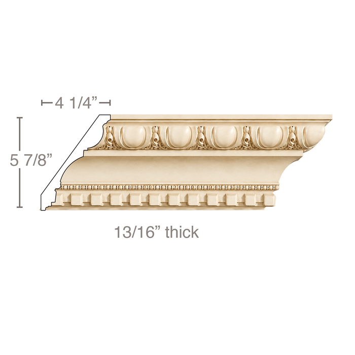 Egg & Dart with Dentil, 7''w x 13/16''d Cornice Mouldings White River Hardwoods Poplar