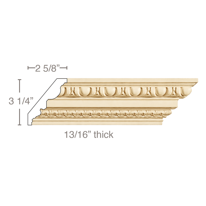 Egg & Dart with Lamb's Tongue, 4''w x 13/16''d Cornice Mouldings White River Hardwoods Poplar