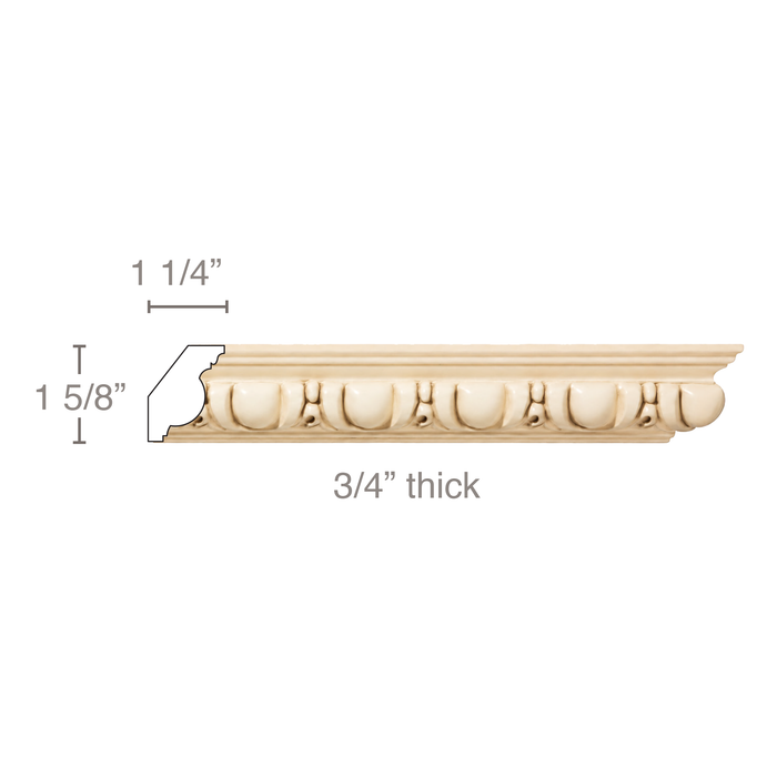 Egg & Dart, 3/4"w X 2"d Cornice Mouldings White River Hardwoods Poplar