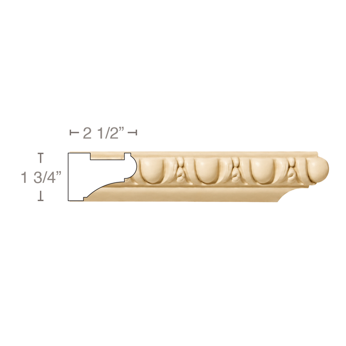 Egg & Dart Light Cove, 2 1/2"w X 1 3/4"d Cornice Mouldings White River Hardwoods Poplar