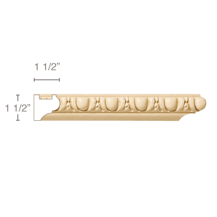 Egg & Dart Light Cove, 1 1/2"w X 1 1/2"d Cornice Mouldings White River Hardwoods Poplar