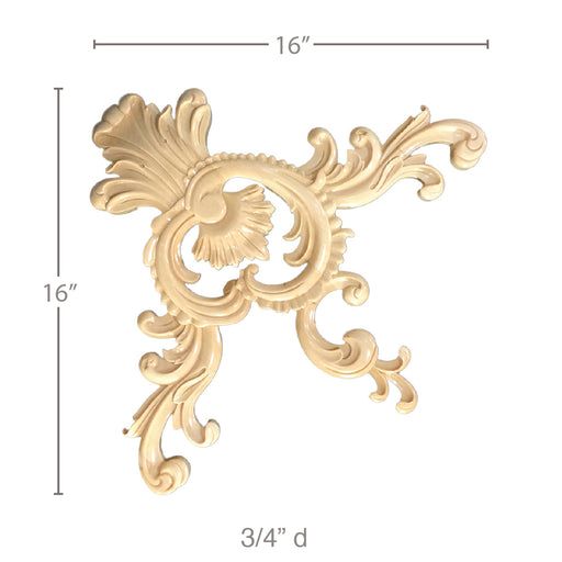 Acanthus Corner, 16" x 16" x 3/4", Ships: In 8 -12 Business Days Carved Resin Onlays White River Hardwoods   