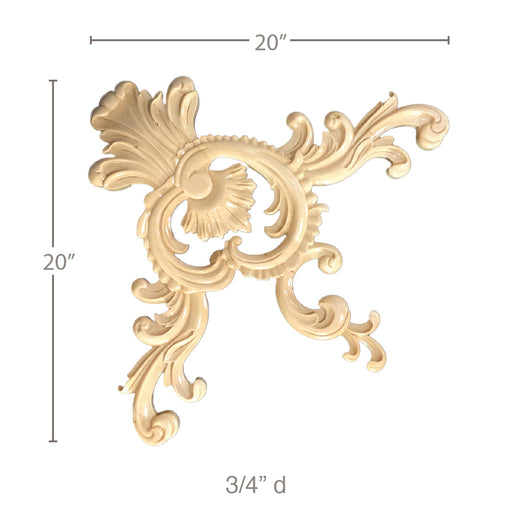 Acanthus Corner, 20" x 20" x 3/4", Resin, Ships: In 8 -12 Business Days Carved Resin Onlays White River Hardwoods   