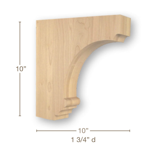 Cavetto Overhang Bracket, 1 3/4"w x 10"h x 10"d, Alder Carved Corbels White River Hardwoods