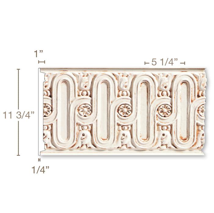 X-Large Fluting with Bellflowers, 15/16" X 11-3/4" FR, Resin Resin Friezes White River Hardwoods