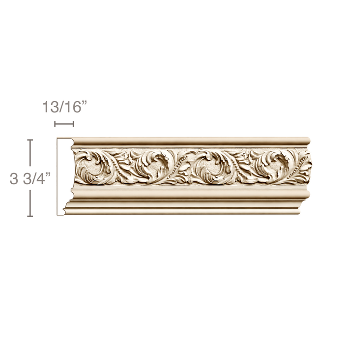 Leafy Scrolls, 3 3/4''w x 13/16''d, (Repeats 6 1/8 MT=1) Friezes White River Hardwoods Poplar