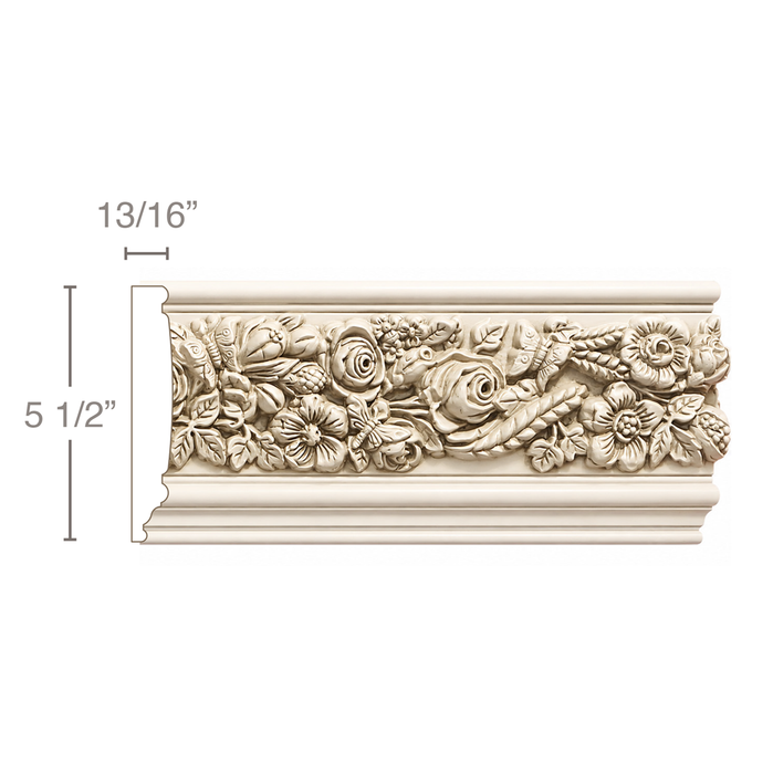 Country Flowers (Repeats 26, MT=1 1/16), 5 1/2''w x 13/16''d Friezes White River Hardwoods Poplar