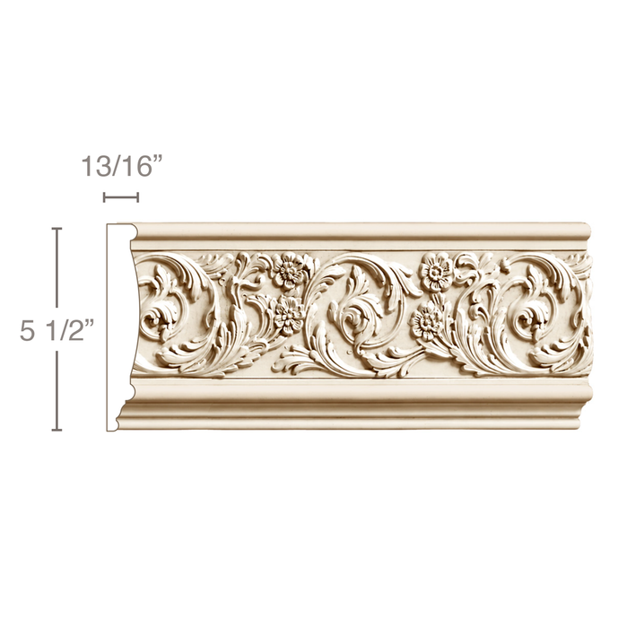 Rinceau Scrolls (Repeats 11 1/2 MT=7/8), 5 1/2''w x 13/16''d Friezes White River Hardwoods Poplar