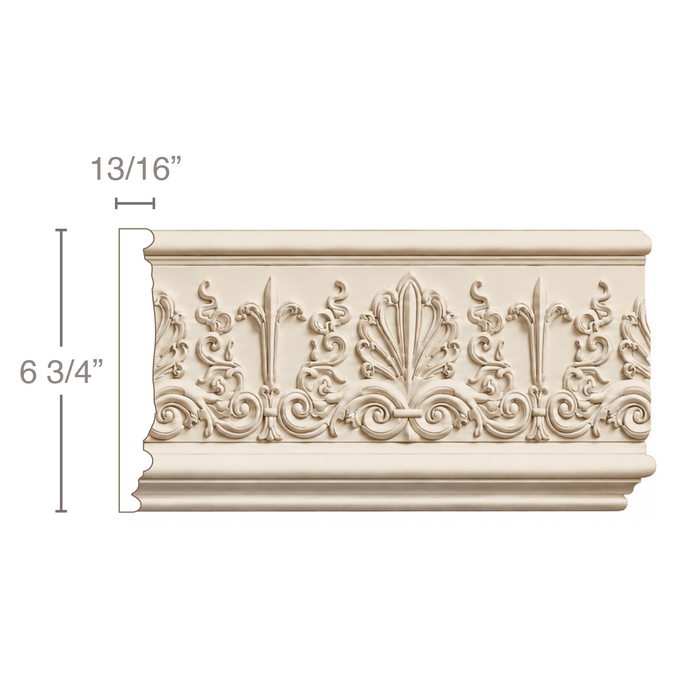 Large Scrolled Palmette (Repeats 7 1/2 MT=13/16), 6 3/4''w x 13/16''d Friezes White River Hardwoods Poplar