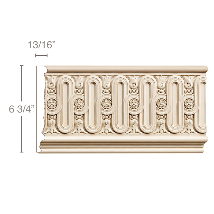 Fluting with Bellflowers (Repeats 2 3/8, MT=13/16), 6 3/4''w x 13/16'd Friezes White River Hardwoods Poplar