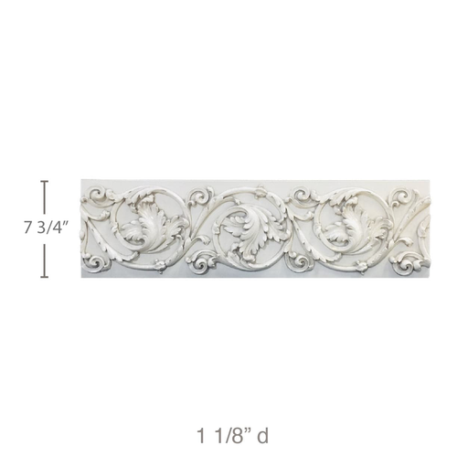 Rinceau scrolls frieze, 1 1/8" X 7 3/4", Available in 5' to 12' lengths Resin Friezes White River Hardwoods   