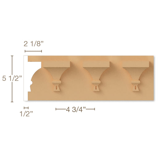 Modillion Blocks Repeats 4 3/4" 2 1/8" d x 5 1/2" w x 8' Resin Resin Friezes White River Hardwoods
