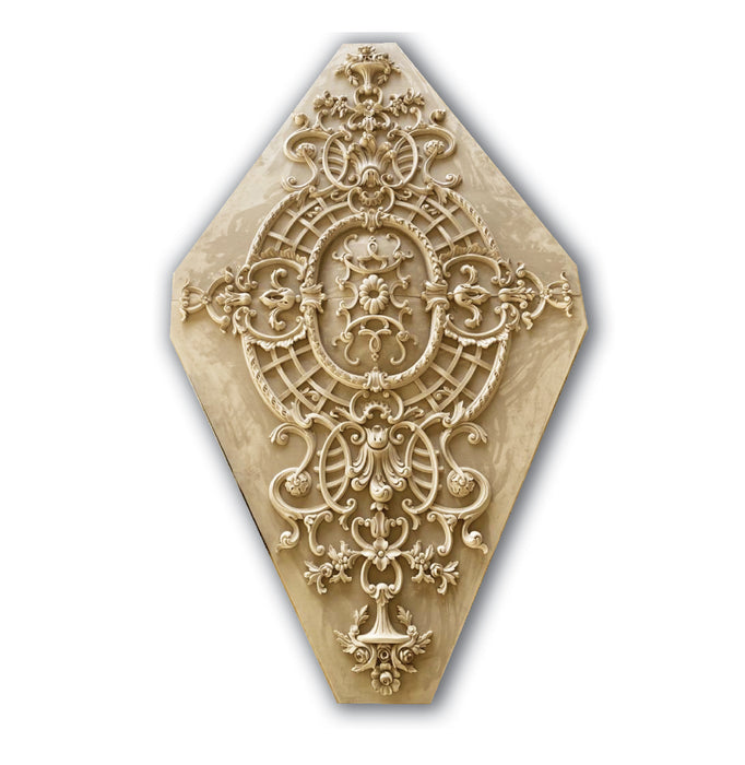 Lattice with Floral Medallion, 67'' x 39"x 1 3/4"d, 2 pieces, 1'' center hole, Plaster