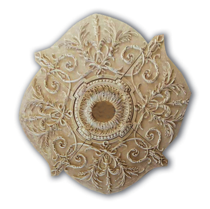 Open Scrolls and Leaves Medallion, 72'' dia x 1 3/4"d, 5 pieces, 10'' center hole, Plaster Plaster Medallions White River Hardwoods   